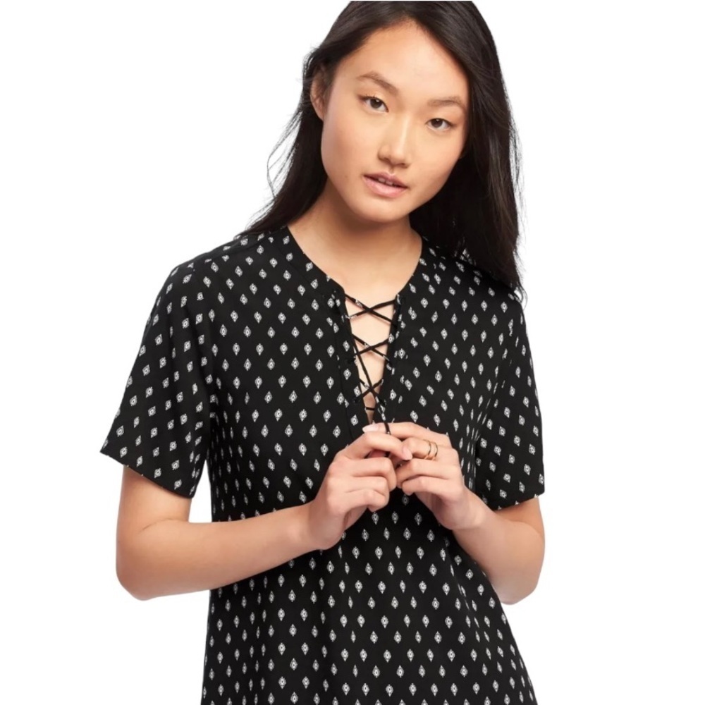 Lace-Up Tunic Top